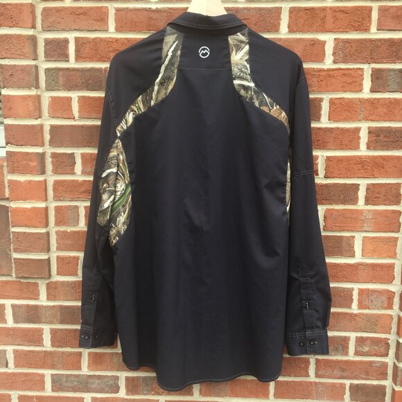 Magellan Outdoors Shirt Mens XL Black Camo Semi-Fitted Hunt Gear Mag Cool - Picture 2 of 11